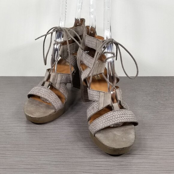 Paul Green Hana Lace-Up Sandal, Earth Gray Leather, Womens Size 8 M - Picture 4 of 12